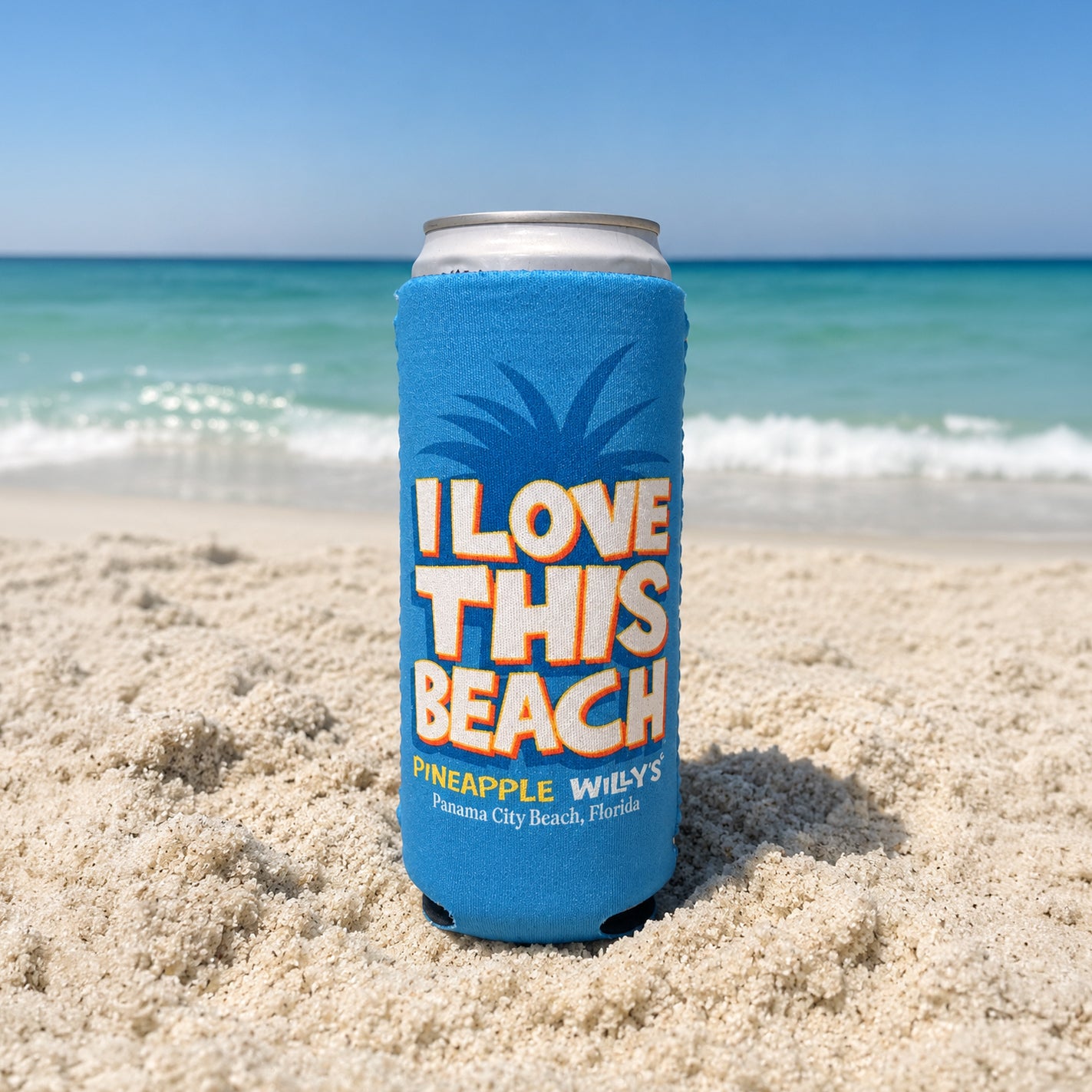 I Love This Beach Slim Can Koozie